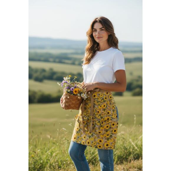 Handmade reversible cotton apron egg collector egg apron farmhouse rooster print - Picture 1 of 5